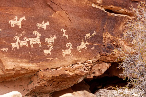 Ancient Indian Petroglyphs Usa Found Valley Fire Green River — Stock Photo, Image