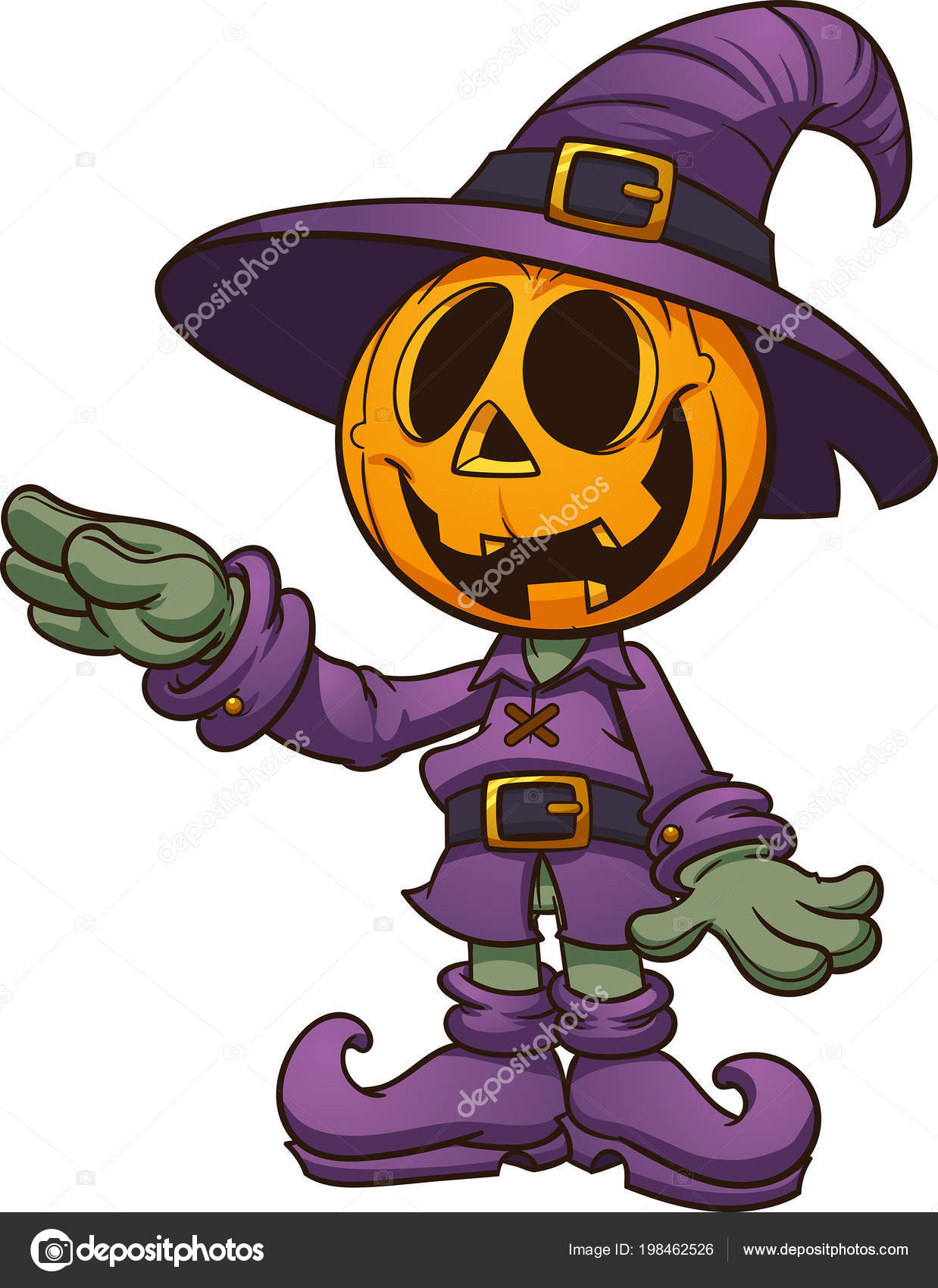 Happy Cartoon Halloween Jack Lantern Character Vector Clip