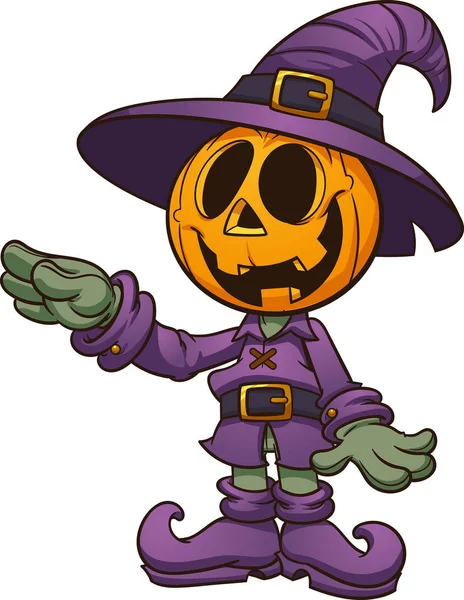 Happy Cartoon Halloween Jack Laterne Charakter Vektor Clip Art Illustration — Stockvektor
