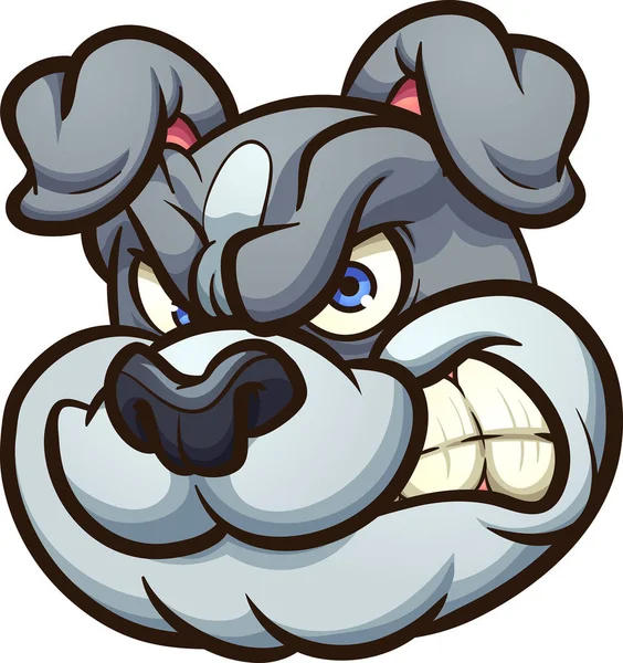 Angry Cartoon Bulldog Head Vector Clip Art Illustration Simple Gradients — Stock Vector