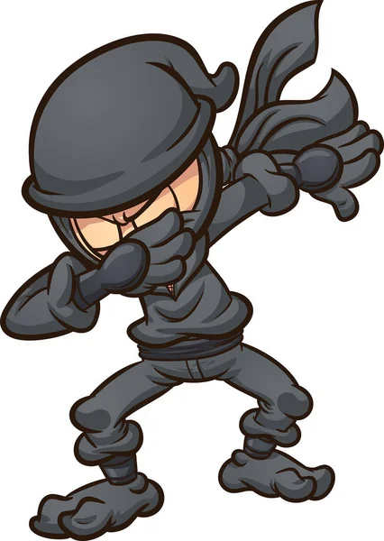 Esfaquear Ninja Dos Desenhos Animados Vector Clip Ilustração Arte Com — Vetor de Stock