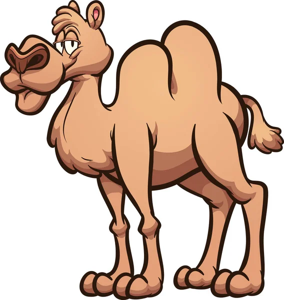 Feliz Camello Dibujos Animados Ilustración Clip Vectorial Con Gradientes Simples — Vector de stock
