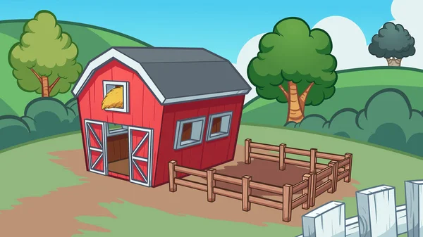 Cartoon Farm Barn Background Vector Clip Art Illustration Simple Gradients — Stock Vector