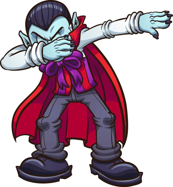 Dabbing Vampire Dessin Animé Illustration Clip Art Vectoriel Avec Des — Image vectorielle