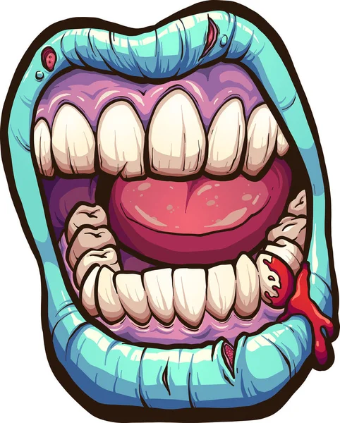 Boca Zombie Dibujos Animados Ilustración Clip Vectorial Con Gradientes Simples — Archivo Imágenes Vectoriales