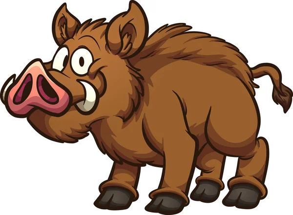 Glückliche Wildschweine Vektor Clip Art Illustration Mit Einfachen Farbverläufen Alles — Stockvektor