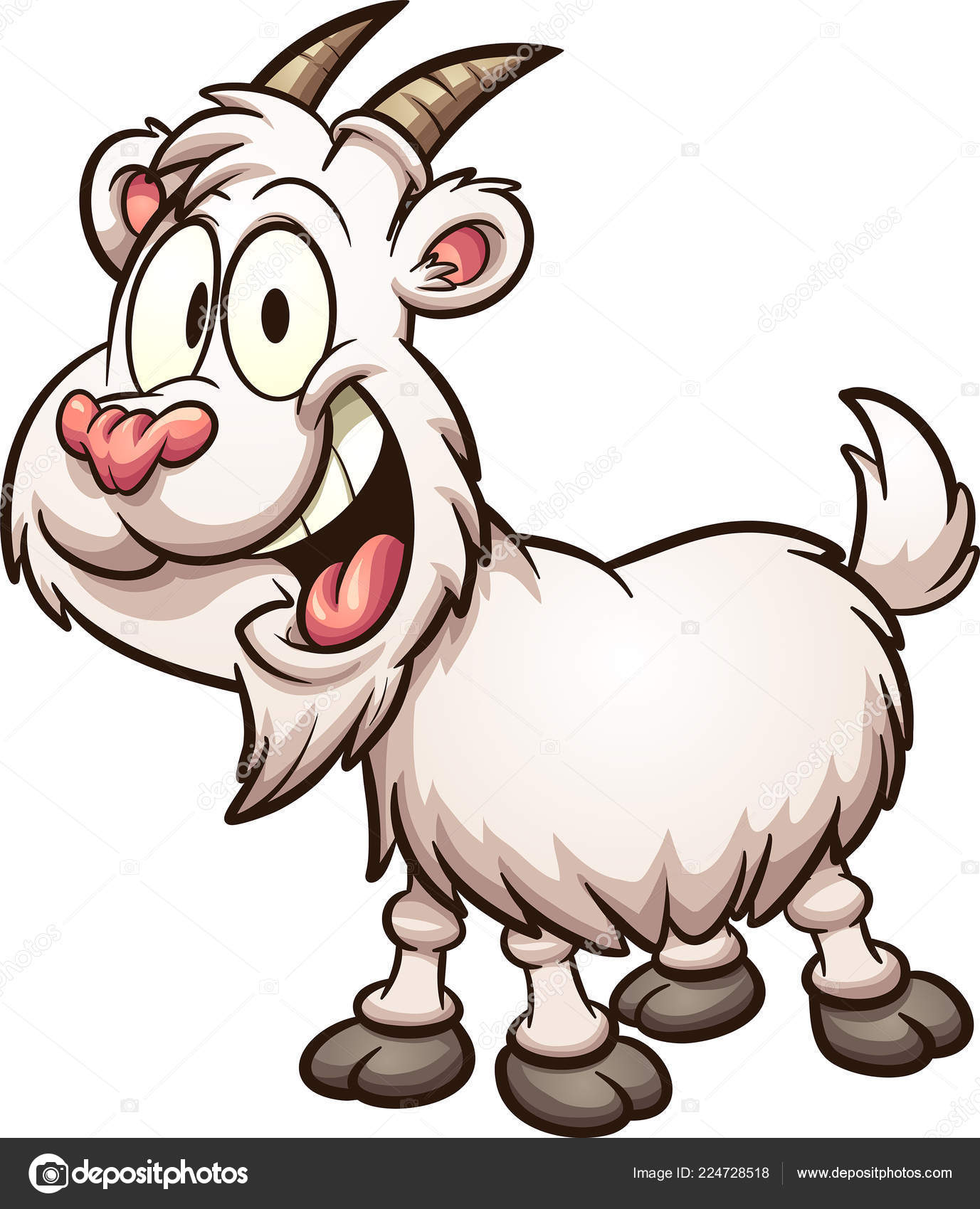 Happy Cartoon Goat Vector Clip Art Illustration Simple ...