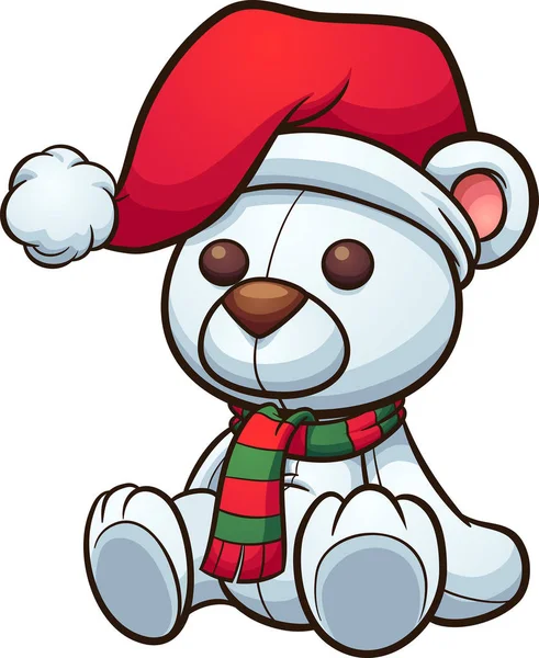 Полярный Рождественский Медведь Сидит Векторная Иллюстрация Простыми Градиентами Одном Слое — стоковый вектор