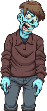 Kızgın çizgi film zombi önden görünüm. Vektör klip sanat çizim basit degradelerle. Hepsi tek bir katmanda