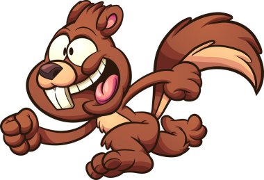 Mutlu çalışan sincap küçük resim karikatür. Resimde basit degradelerle. Hepsi tek bir katmanda.