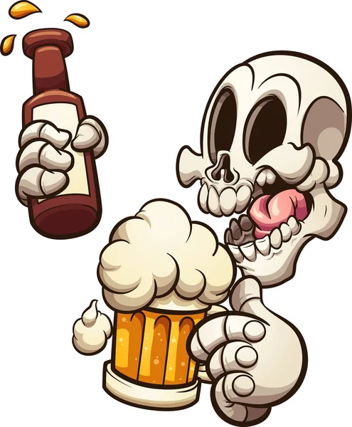 Bir bira olan kafatası — Stok Vektör