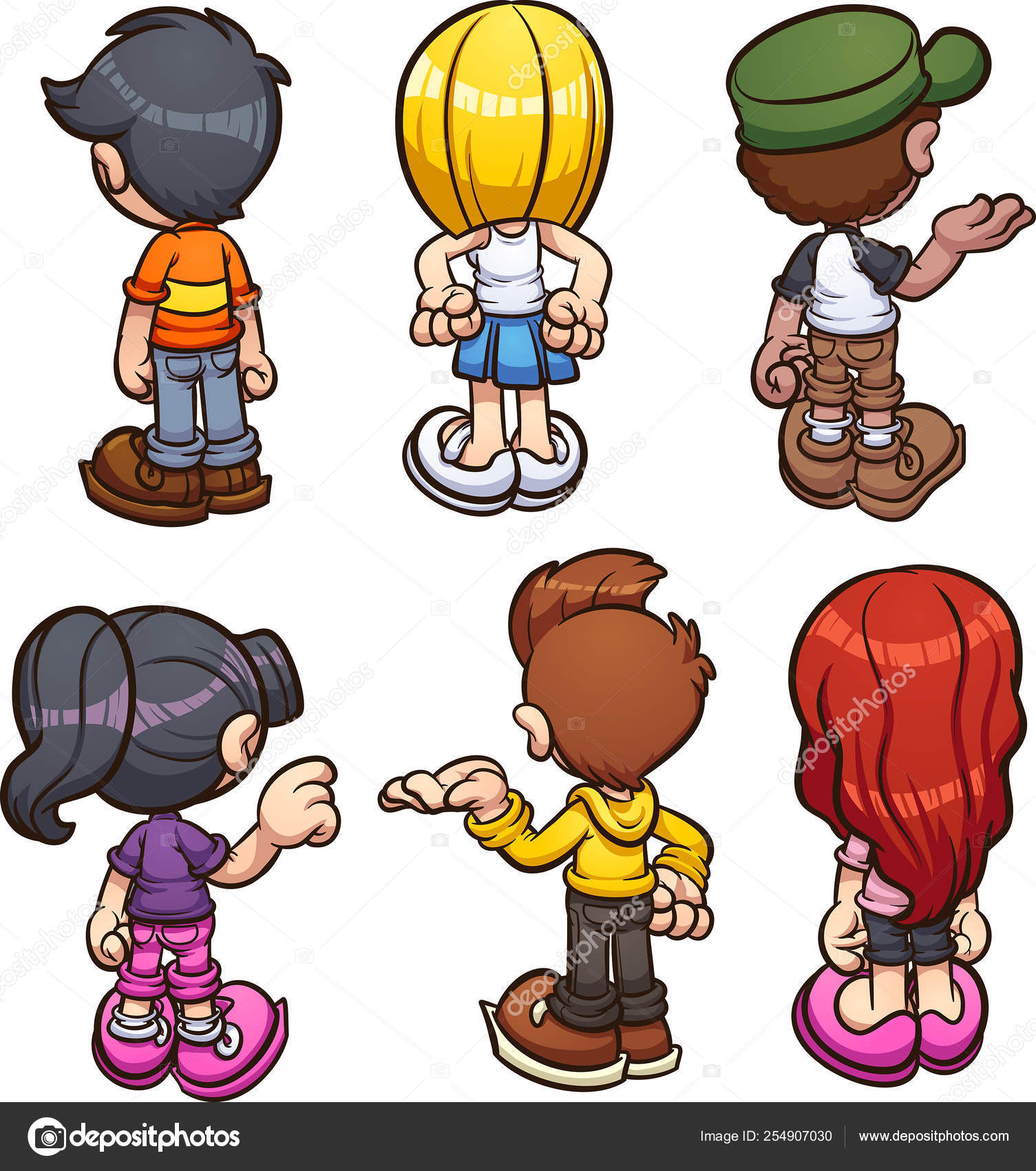 Kids back view Stock Vector Image by ©memoangeles #254907030 Kids back view Stock Vector Image by ©memoangeles #254907030