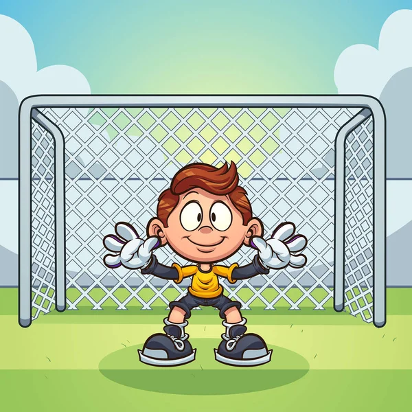 Goal keeper kid — Stock Vector