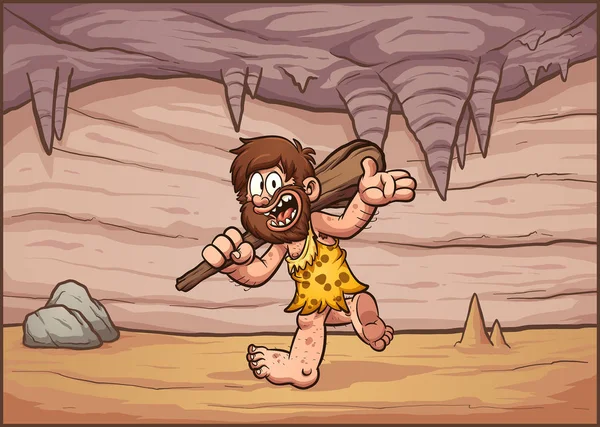 Caveman in cave — Stock Vector