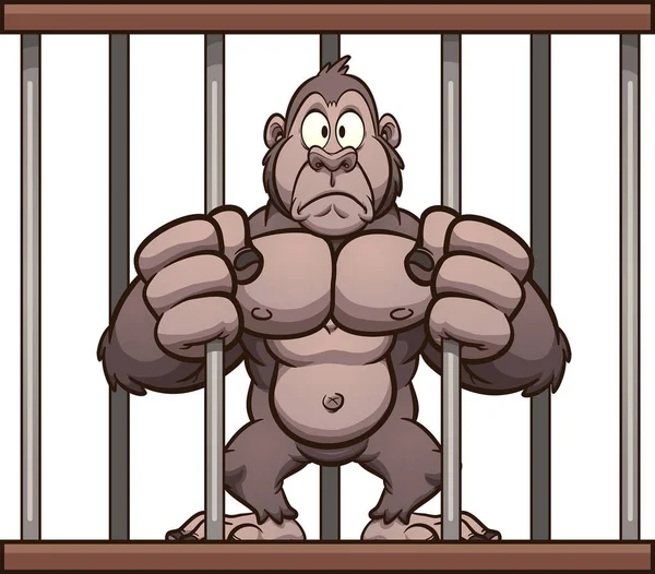 Caged gorilla — Stock Vector