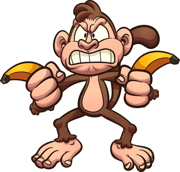 Θυμωμένη μαϊμού μπανάνες — Διανυσματικό Αρχείο
