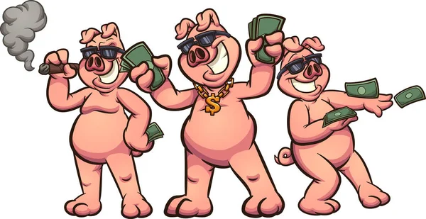 Rich pigs — Stock Vector