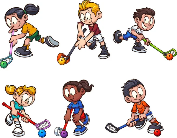 Floorball bambini — Vettoriale Stock