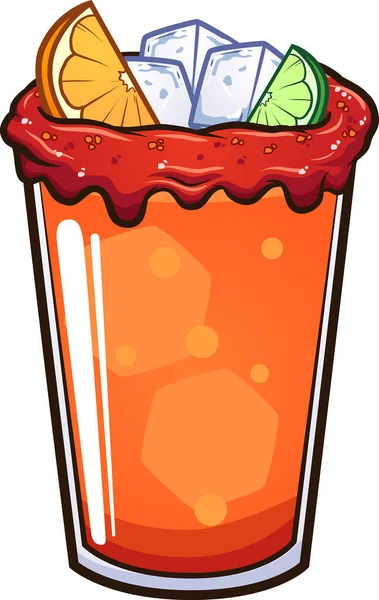 Bebida Michelada Dibujos Animados Con Rodajas Lima Naranja Ilustración Clip — Vector de stock