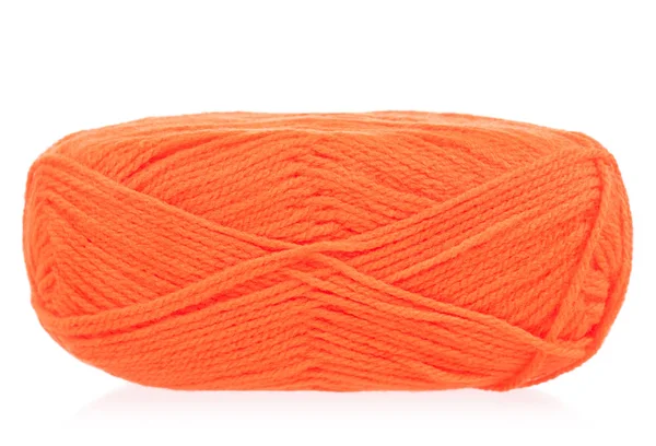 Bright Orange Woolen Yarn Knitting Isolated White Background — Stock Photo, Image