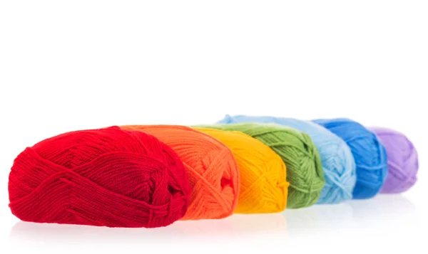 Bright Acrylic Yarn Knitting Isolated White Background — Stock Photo, Image