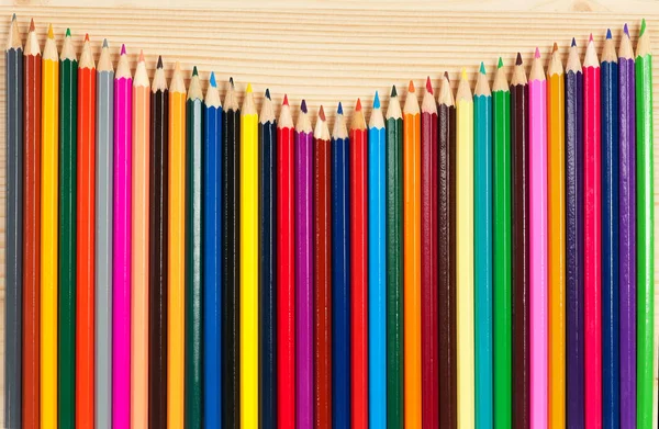 Bright Colorful Pencils Drawing Wooden Surface — Stock Photo, Image