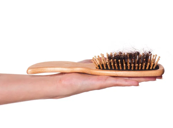 Dirty wooden hairbrush — Stock Photo, Image