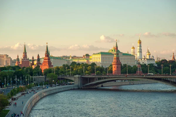 Panorama Kremlin Moscou Rio Moskva Rússia Bela Vista Centro Cidade — Fotografia de Stock