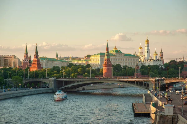 Panorama Kremlin Moscou Rio Moskva Rússia Bela Vista Centro Cidade — Fotografia de Stock