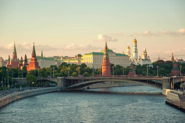 Panorama Van Het Kremlin Van Moskou Aan Moskva Rivier Rusland — Stockfoto