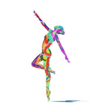 Beyaz arka plan üzerinde dansçı silüeti