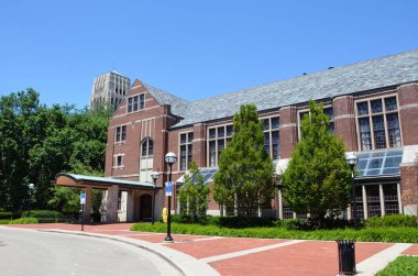 ANN ARBOR, MI / USA - JULY 2 2017: The University of Michigan, whose Michigan League building is shown here, celebrated its 150th anniversary in 2017.  clipart