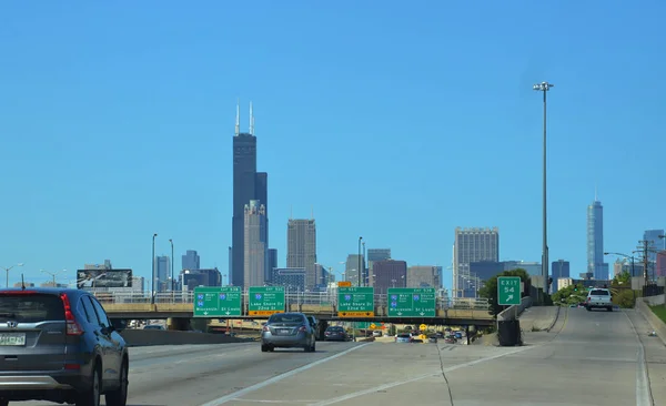 Chicago Usa August 2017 Автомобили Едут Шоссе Центр Чикаго — стоковое фото