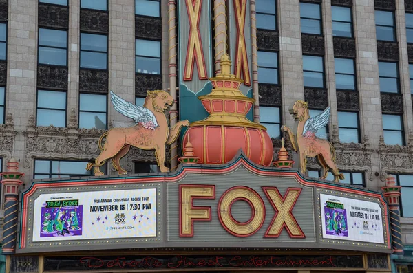 Detroit Usa October 2017 Fox Theater Detroit Whose Marquee Shown — Stock Photo, Image