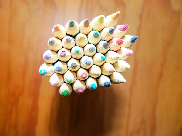 Lot Colored Pencils Waiting Used — Stock Photo, Image