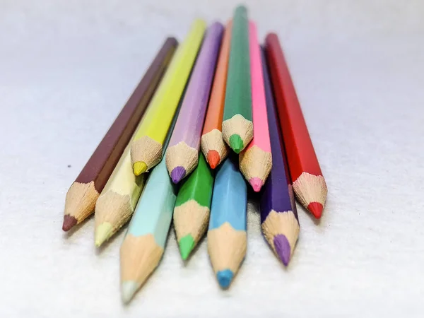 Lot Colored Pencils Waiting Used — Stock Photo, Image