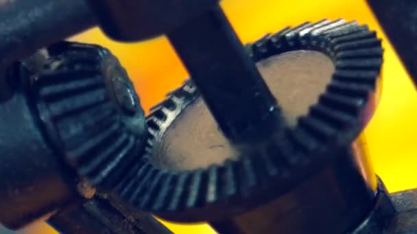 Old Gears Rotate Abstract Mechanism — Stock Video