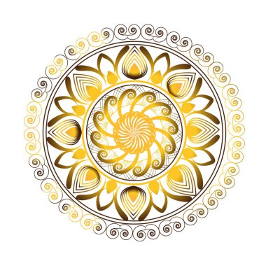 Mandala altın çiçek şeklinde yuvarlak