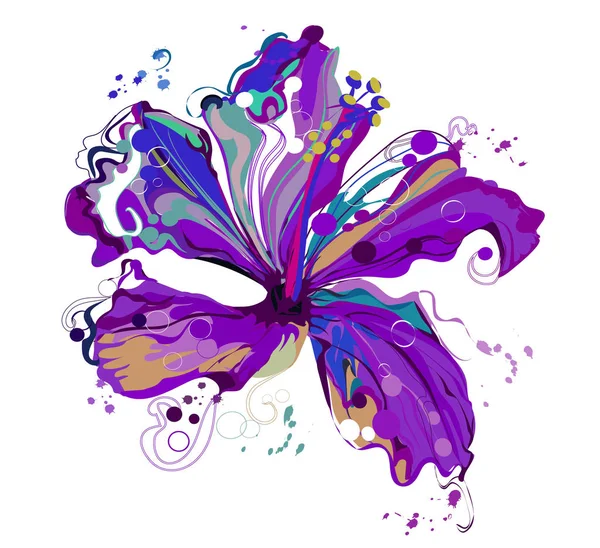 Графический Цветочный Рисунок Цветка Гибискуса — стоковый вектор