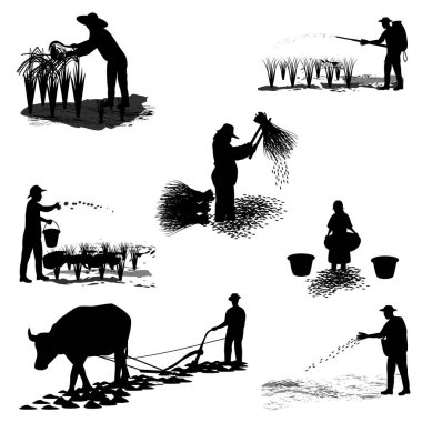 siluet çiftçi şekil vektör tasarımı