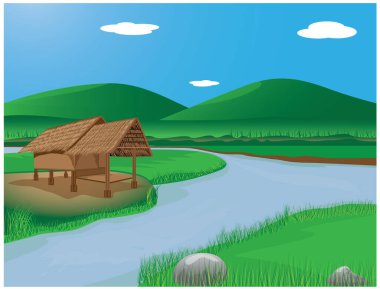 Kanal vektör tasarımlı saman kulübesi