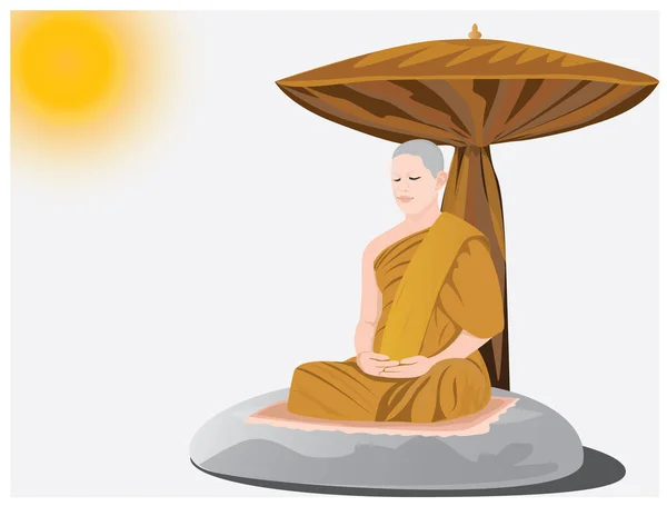 Ein Mönch Meditation Vektor Design — Stockvektor