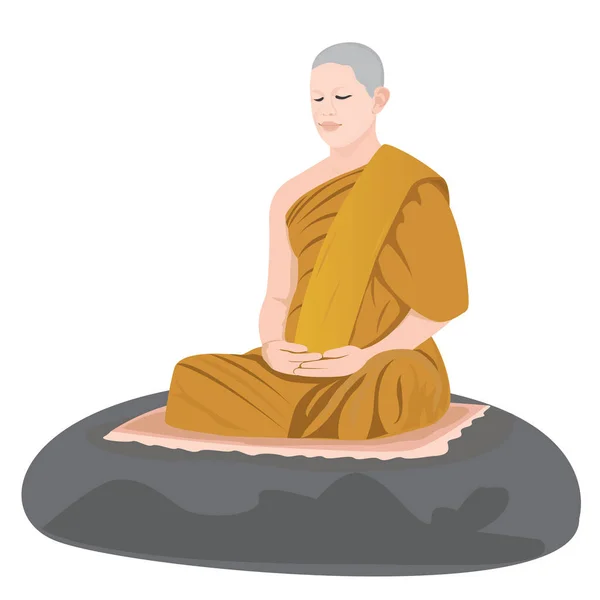 Desenho Vetorial Meditação Monge — Vetor de Stock