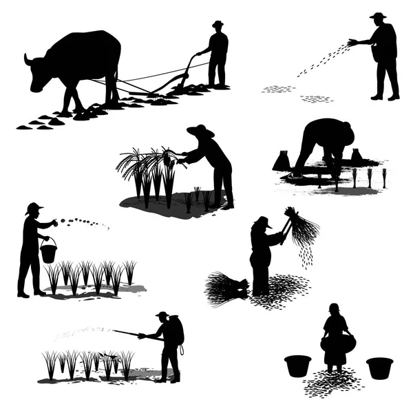 Silueta Agricultor Dibujos Animados Forma Vector Diseño — Vector de stock