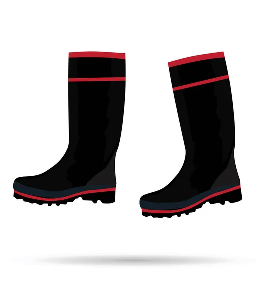 Black Rubber Boots Vector Illustration — Stock Vector