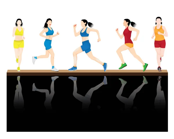 Woman Run Exercise Cartoon Shape Vector Design — Stock Vector