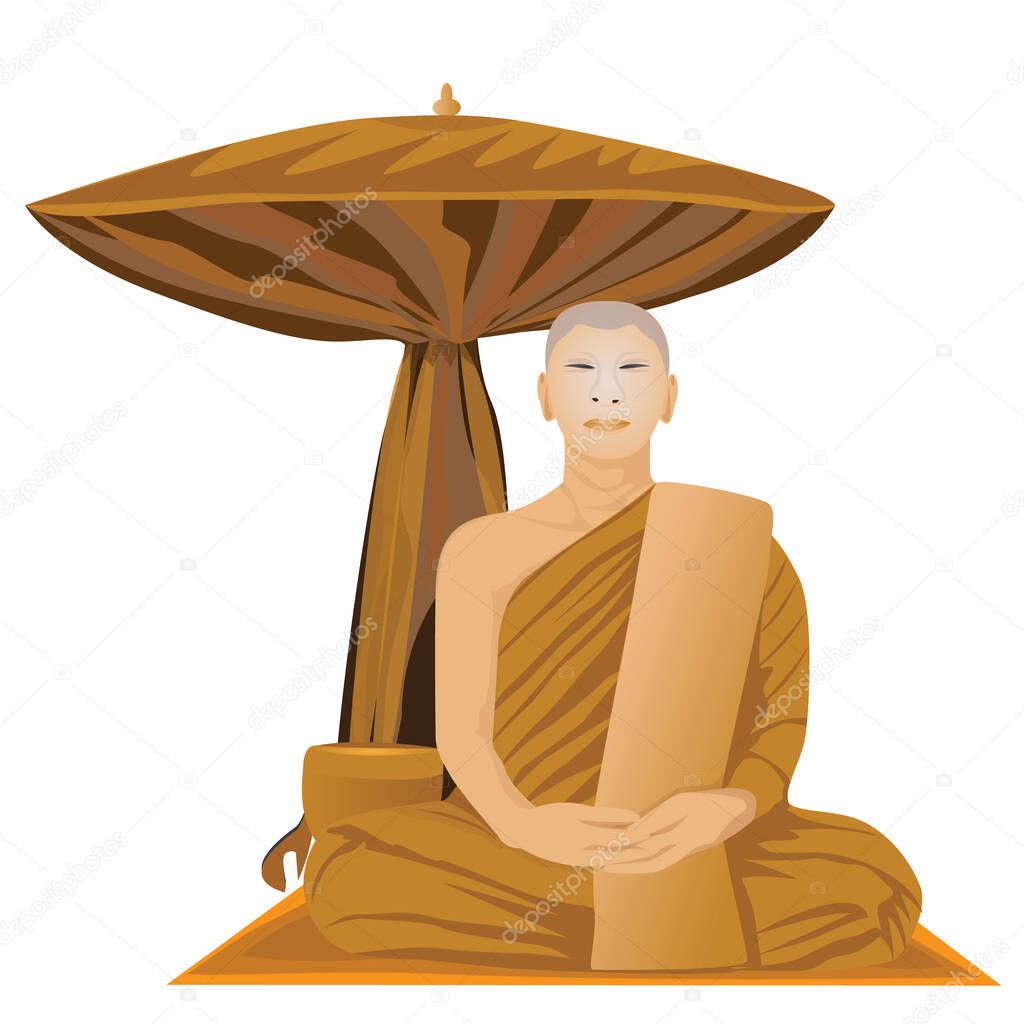 one monk meditation vector design
