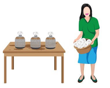 Yün toplayan bir kadının vektör çizimi