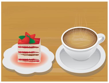 Pasta vektör tasarımlı bir fincan kahve.