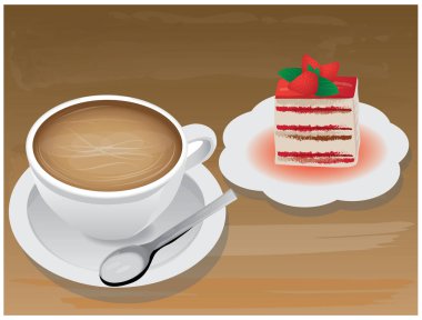 Pasta vektör tasarımlı bir fincan kahve.